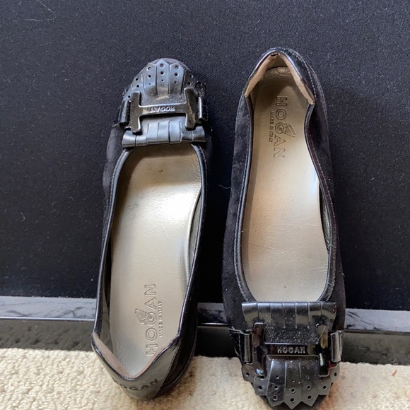 Black suede Hogan ballet flats - Picture 1 of 5
